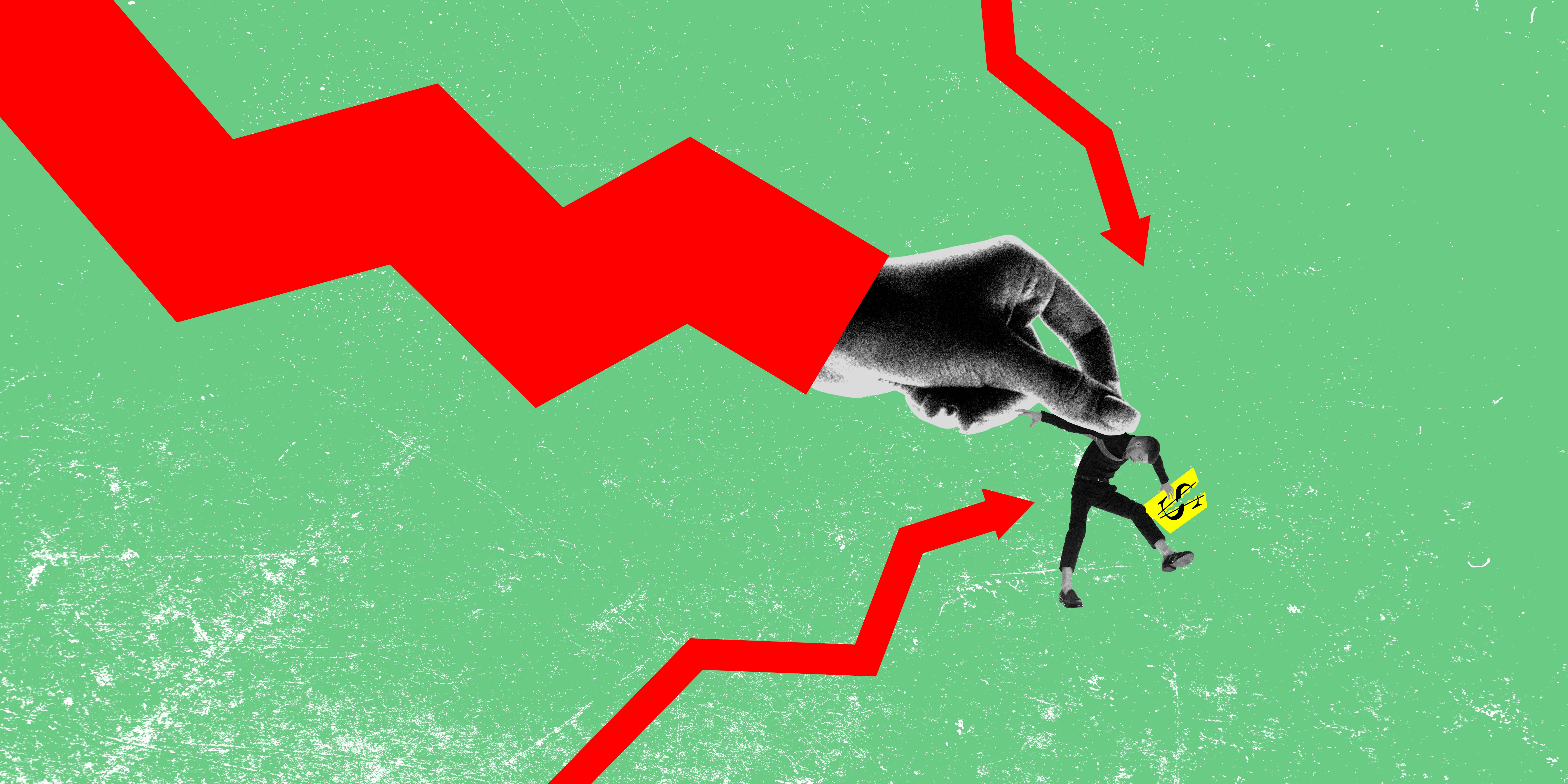 Chart broken businessman