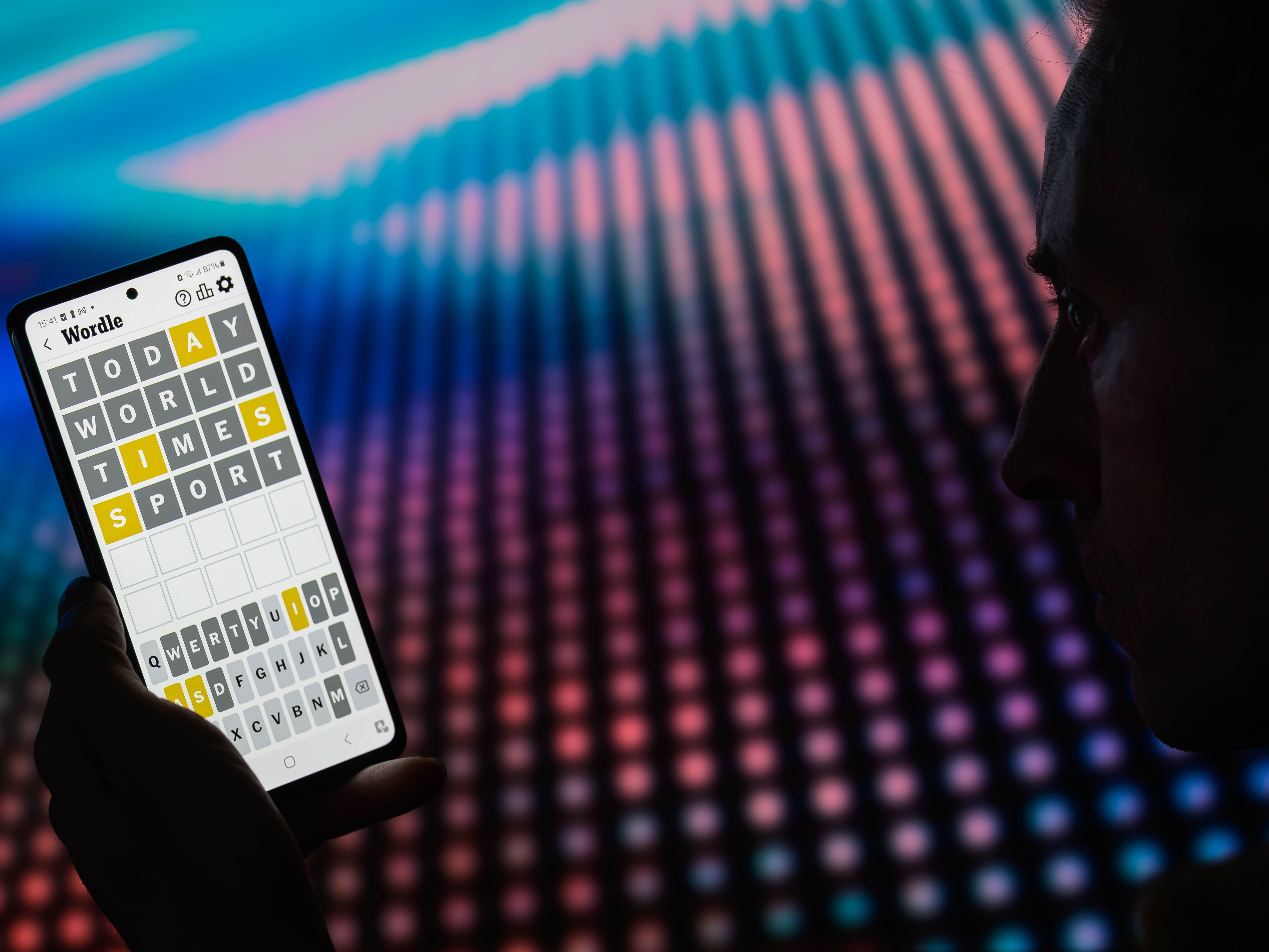 Person looking at Wordle screen