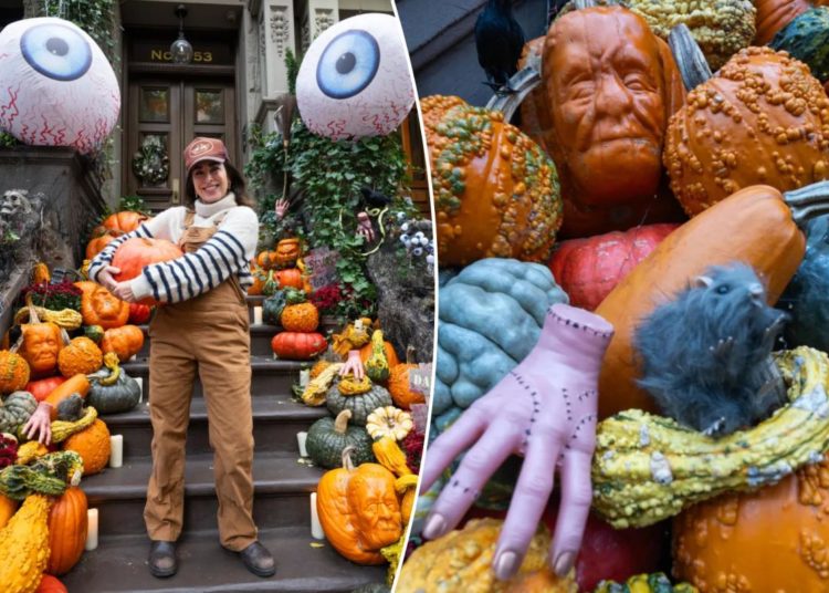 The New York residents splashing $4K on their pumpkinscapes, as the city’s stoop Halloween-decor wars heat up this scary season