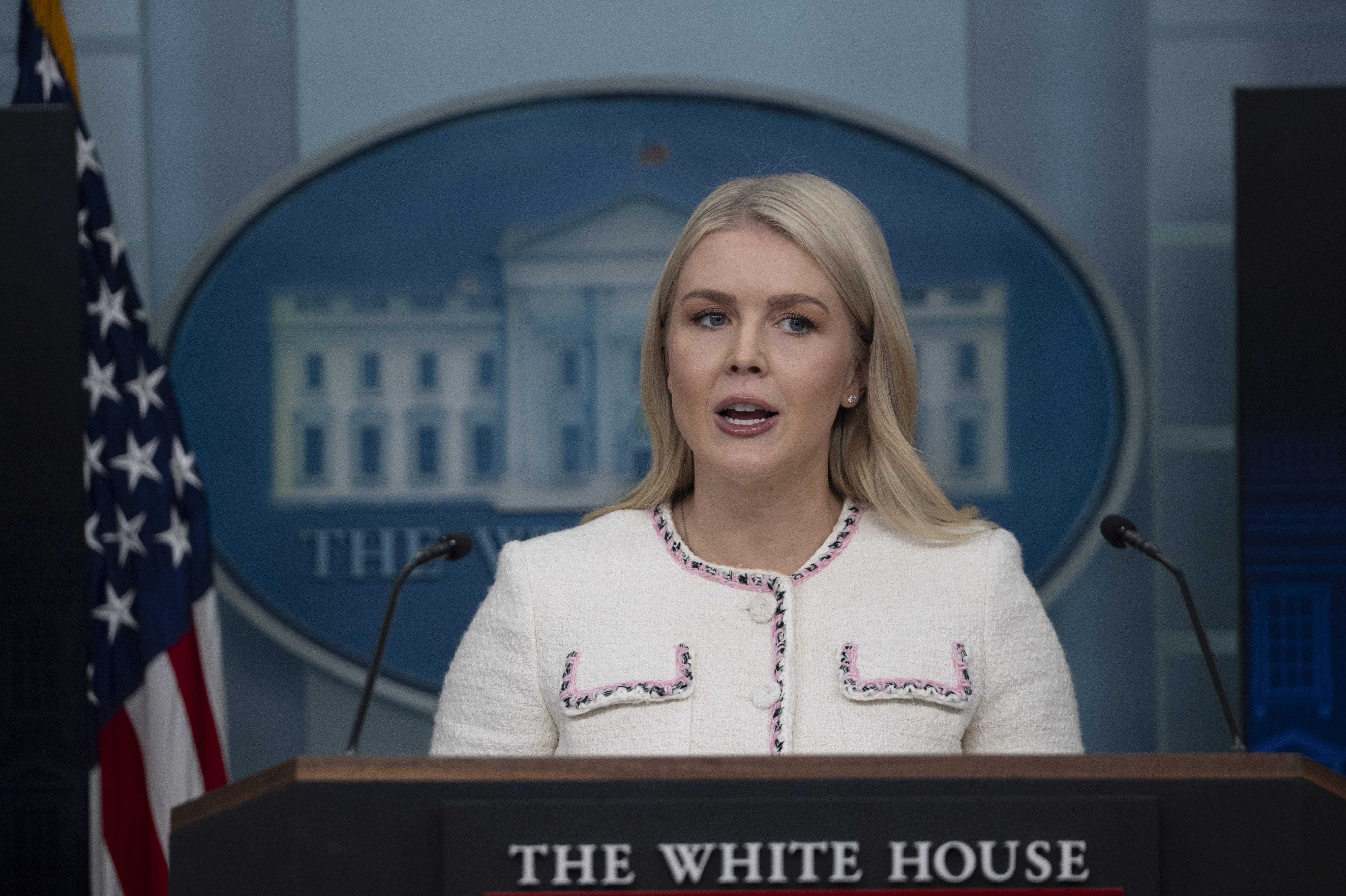 karoline leavitt at a briefing