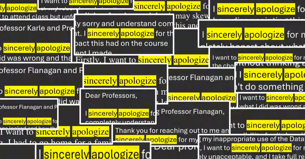 Their Professors Caught Them Cheating. They Used A.I. to Apologize.