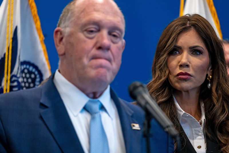 NEW YORK, NEW YORK - JULY 21: Border 
czar Tom Homan joins Homeland Security Secretary Kristi Noem at a news conference in New York following the weekend shooting of an off-duty Customs and Border Protection officer by an illegal migrant on July 21, 2025 in New York City. The off-duty officer was reportedly struck in the face and forearm in Manhattan’s Riverside Park on Saturday night by Miguel Francisco Mora Nunez, a Dominican national who entered the country illegally. Noem has blamed sanctuary cities and their policies on immigration for the crime. (Photo by Spencer Platt/Getty Images)