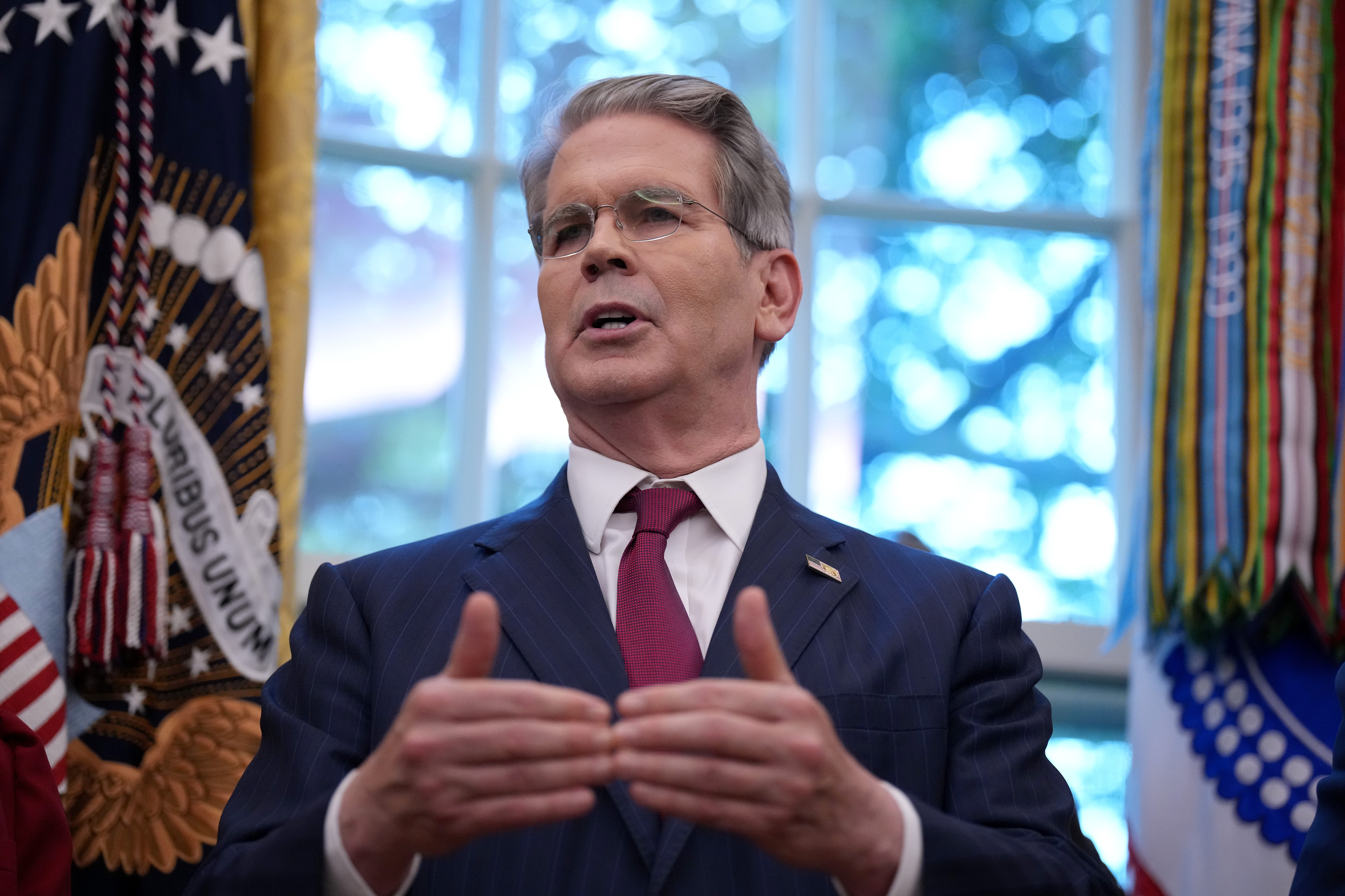 US Treasury Secretary Scott Bessent speaks before President Donald Trump signs executive orders in the Oval Office of the White House on September 25, 2025 in Washington, DC.