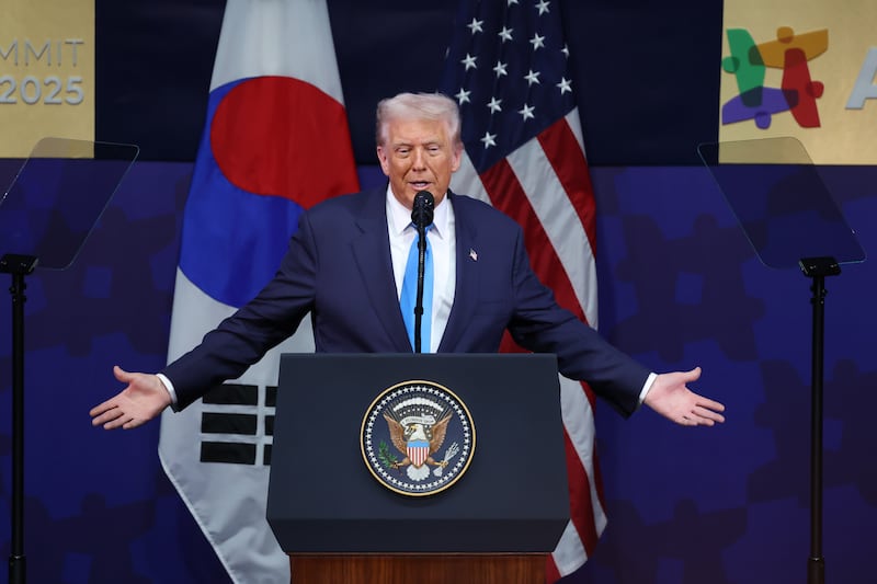 Donald Trump during the APEC CEOs Summit on October 29, 2025 in Gyeongju, South Korea.