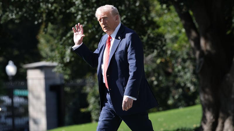 WASHINGTON, DC - OCTOBER 10: U.S. President Donald Trump departs the White House for Walter Reed Medical Center on October 10, 2025 in Washington, DC. Trump is traveling to Walter Reed to visit with troops and receive a medical check up. (Photo by Win McNamee/Getty Images)