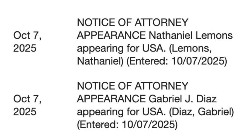 The two lawyers entered an appearance for the government in James Comey's case.