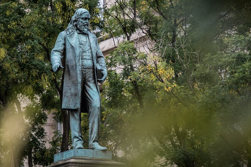 Statue of Confederate General Albert Pike is seen on Tuesday, October 10, 2017, in Washington. D.C.