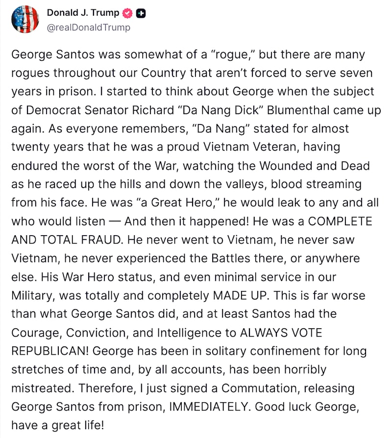 Trump commuting George Santos' sentence