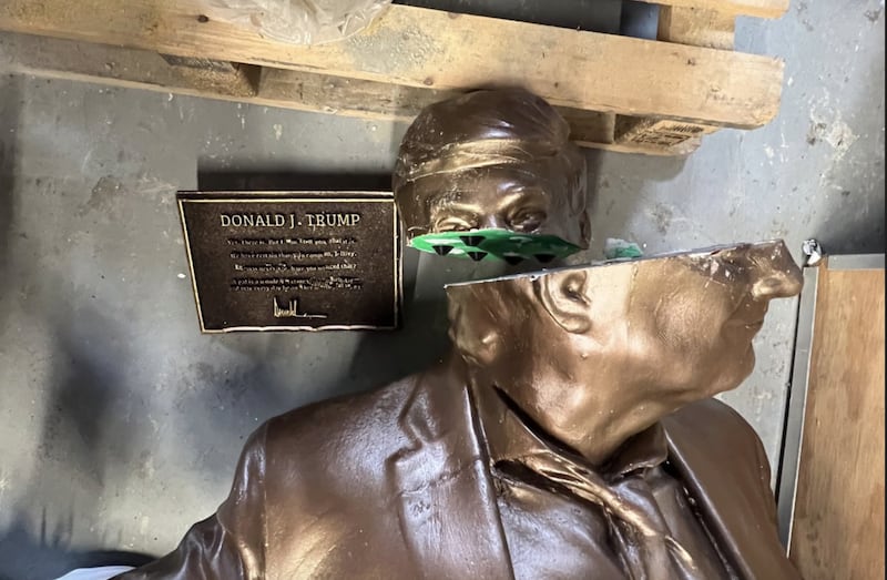 The Secret Handshake said federal officers broke the statue while removing it, which violated a permit with the DOI.