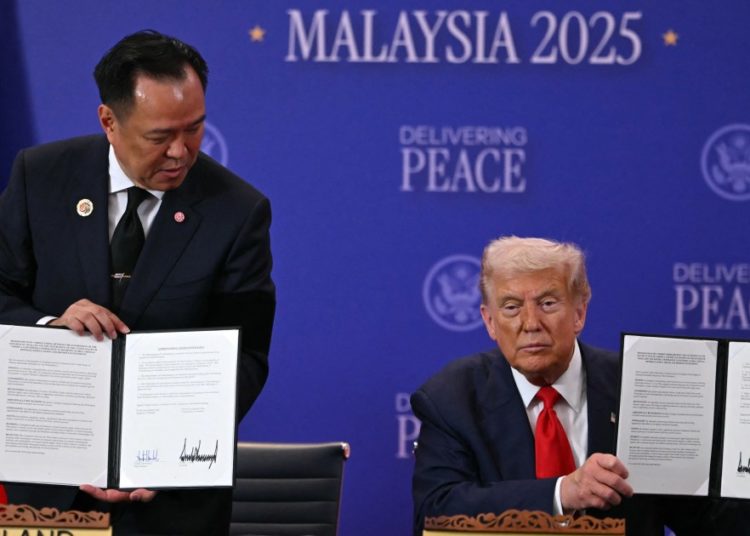 Trump touts his peacemaking skills as Thailand and Cambodia sign ceasefire deal
