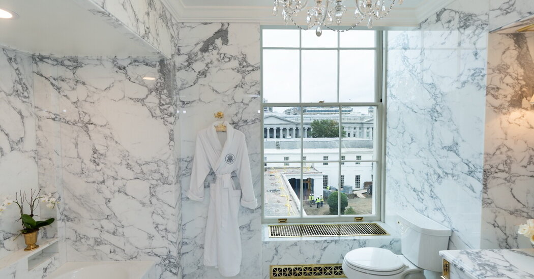 Trump’s Latest White House Makeover: The Lincoln Bathroom in Marble and Gold