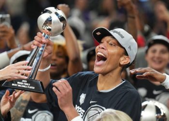 WNBA’s A’ja Wilson shares heartfelt message for NBA star Bam Adebayo at Aces title celebration