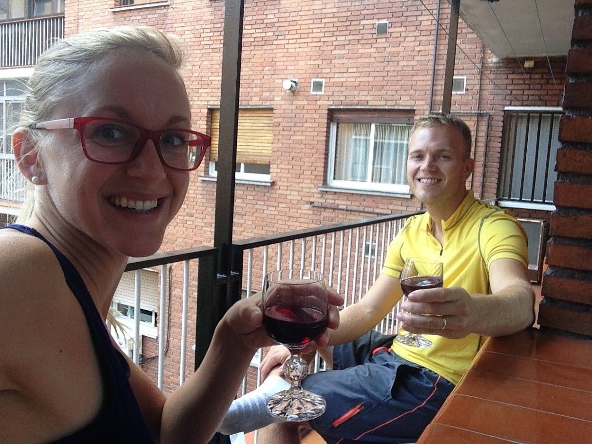 Couple at apartment balcony