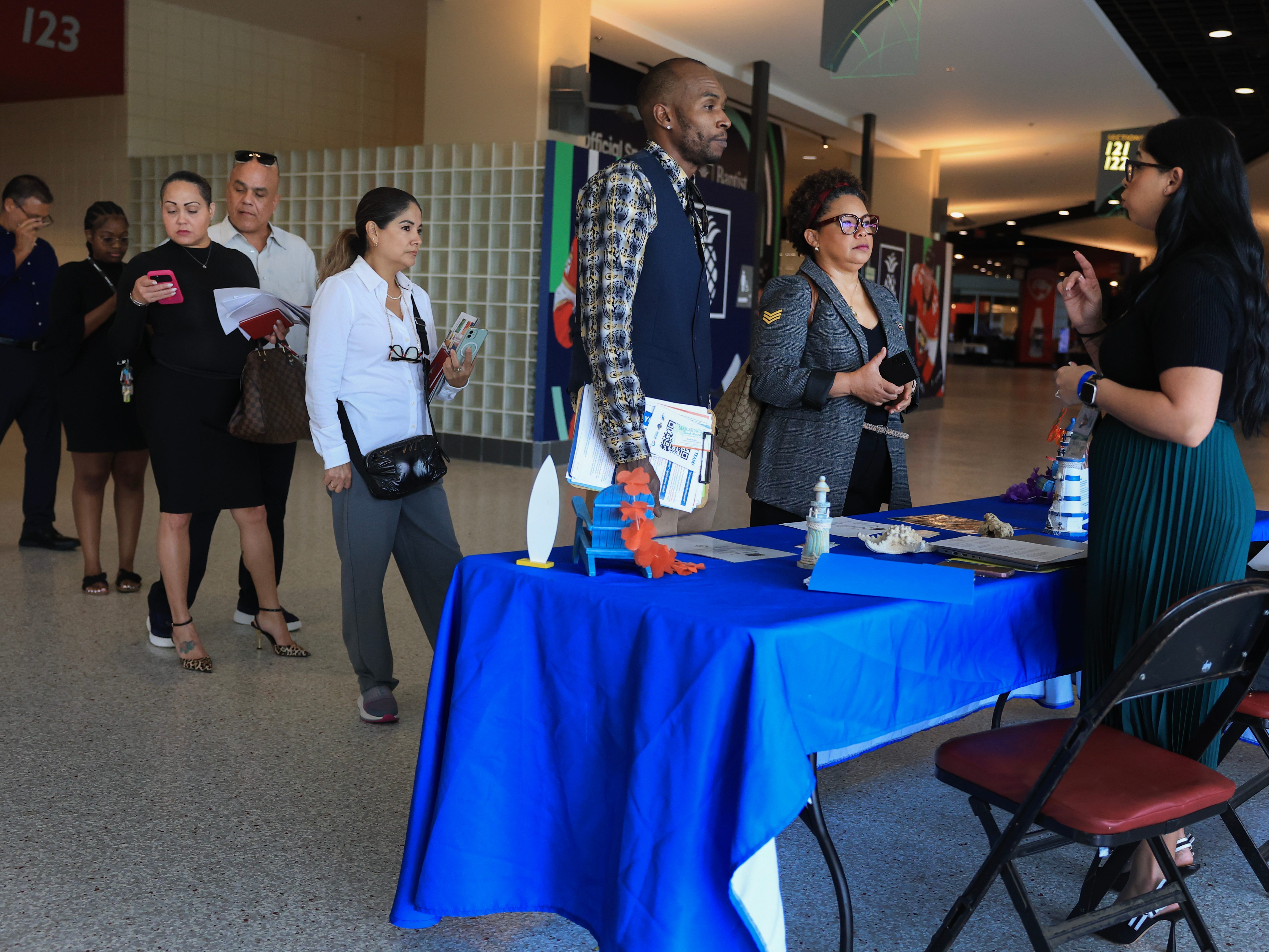 People in line at a job fair