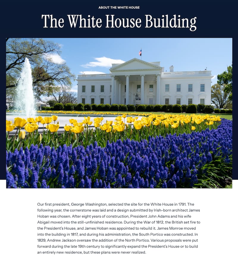 Old White House webpage