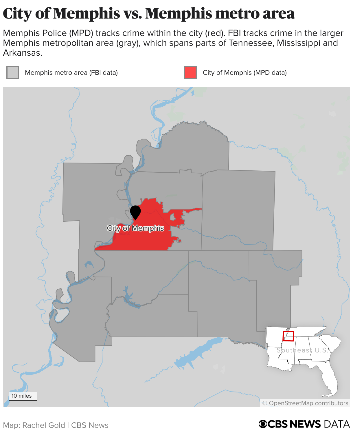 City of Memphis vs. Memphis metro area (Locator map)