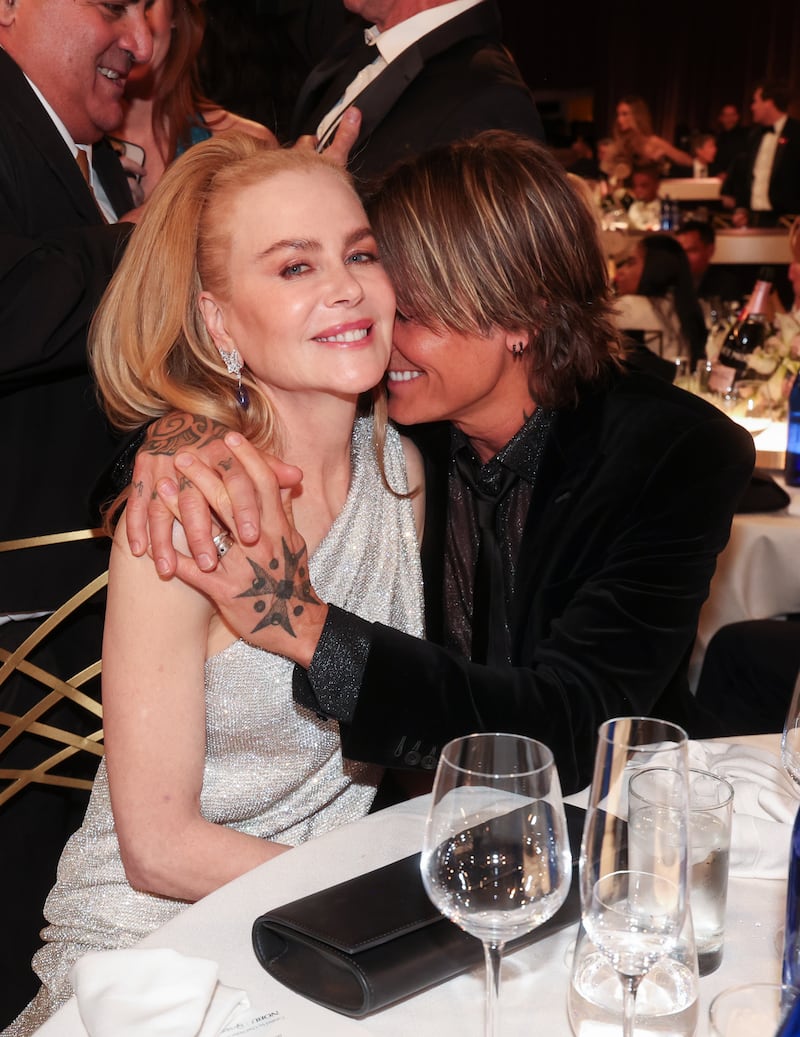 Nicole Kidman and Keith Urban during the 82nd Annual Golden Globes held at The Beverly Hilton on January 05, 2025