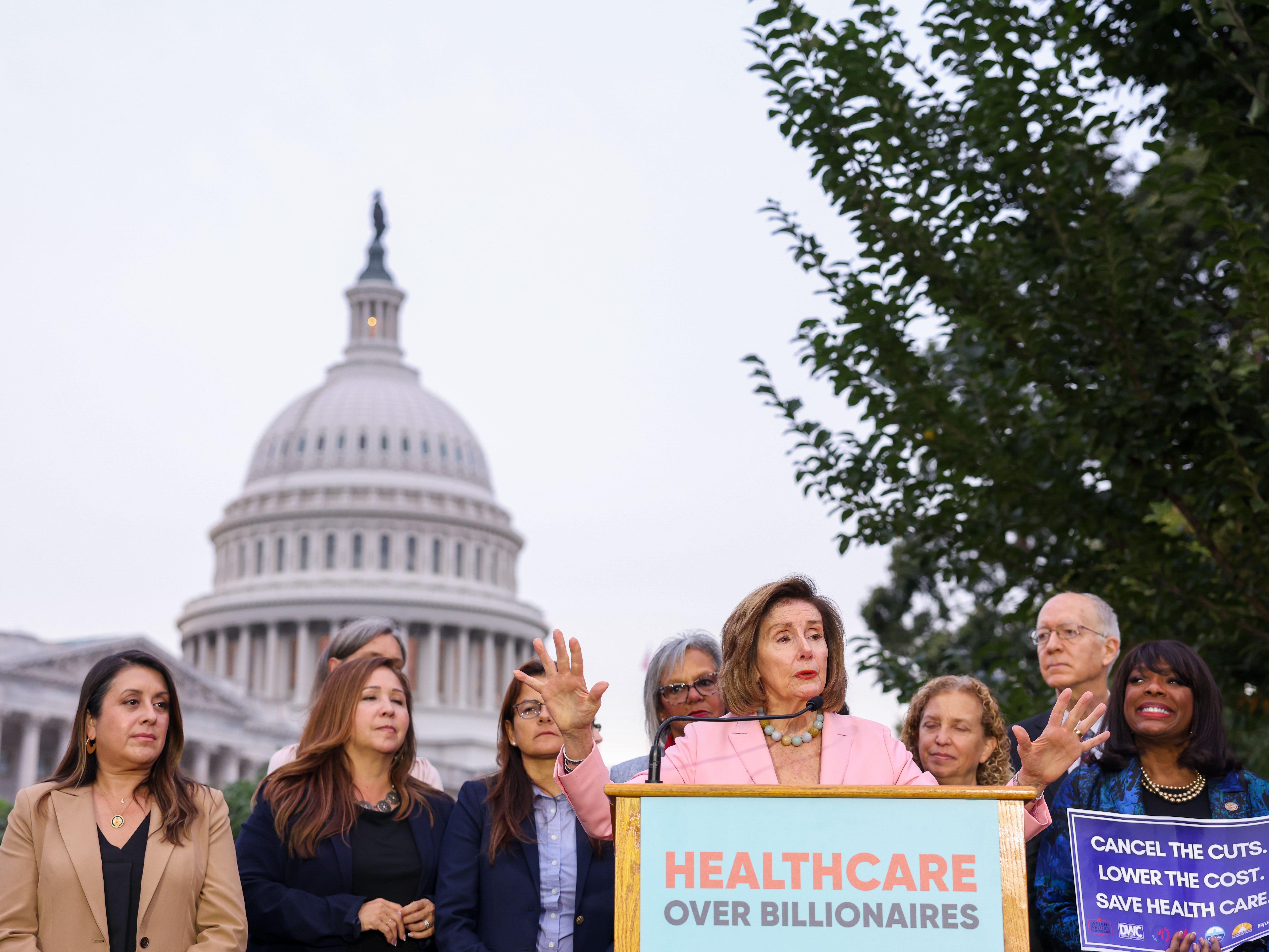 Nancy Pelosi in front of the Capitol