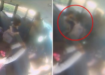 Wild video shows dad getting on school bus to order his daughter, 6, to punch another girl: ‘Again. I want her crying’