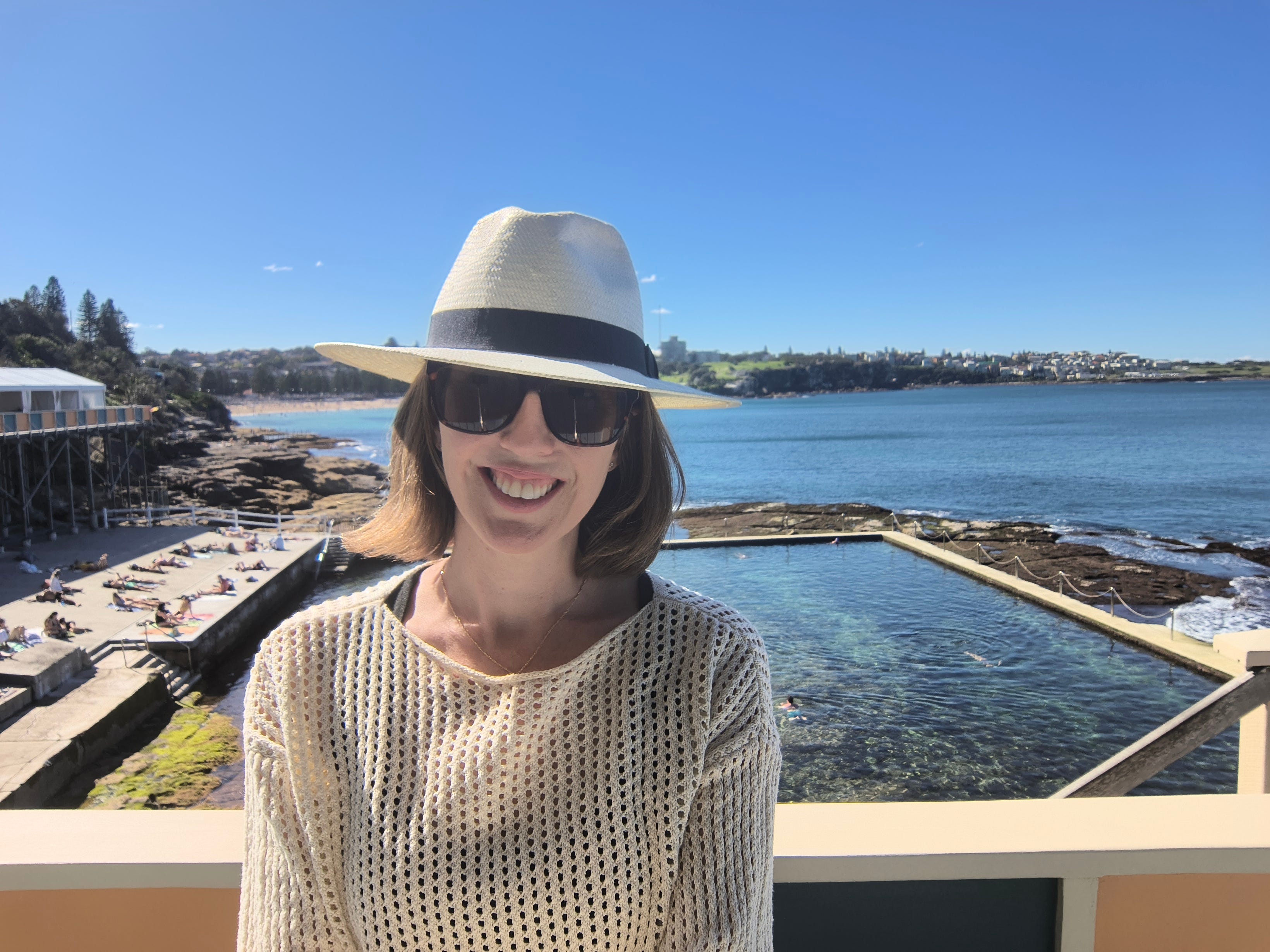 The author poses at Wylie's Pool, Coogee, Sydney.
