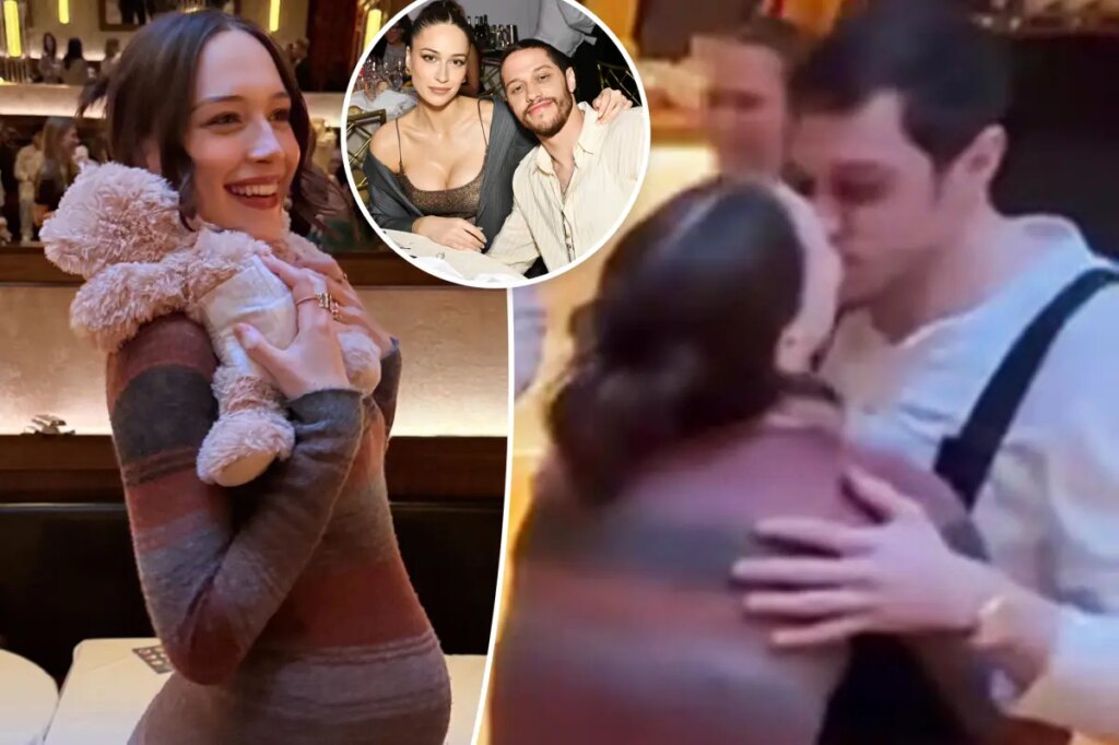 Pete Davidson and pregnant Elsie Hewitt share passionate kiss at bunny-themed baby shower