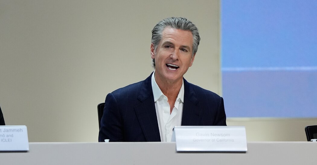 Newsom Storms Climate Conference and Assails Trump as a ‘Bully’