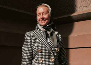 Wrapped in Hermès and a Houndstooth Jacket