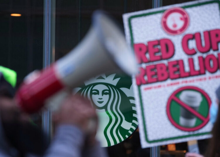 Starbucks Workers Strike at Dozens of U.S. Stores on ‘Red Cup Day’
