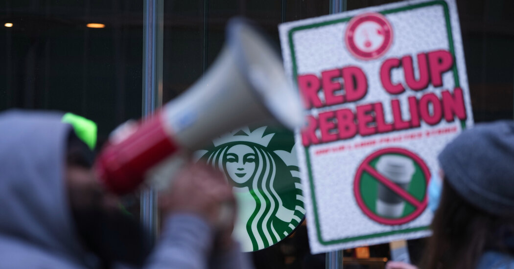 Starbucks Workers Strike at Dozens of U.S. Stores on ‘Red Cup Day’