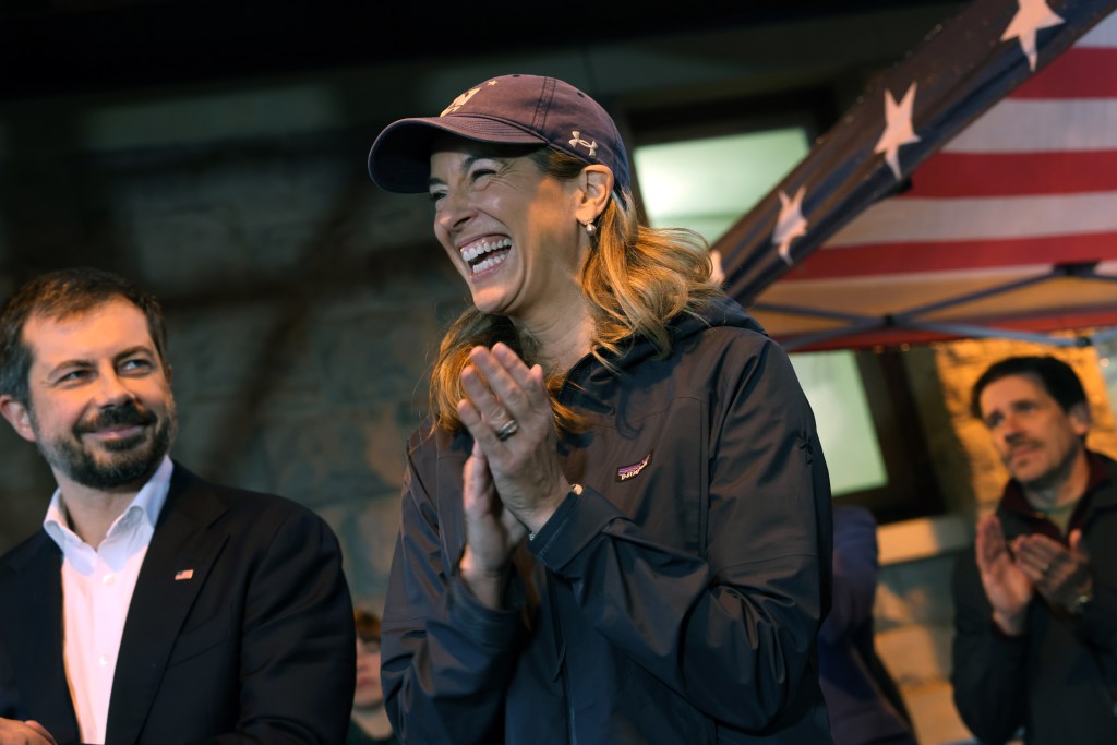 New Jersey Democratic gubernatorial candidate Mikie Sherrill and Pete Buttigieg campaigning.