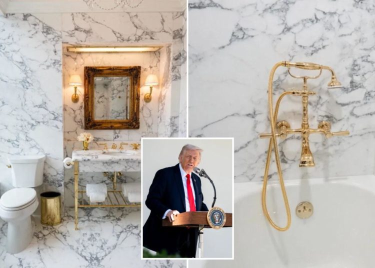 Trump unveils Lincoln Bathroom renovation — complete with gold accents: ‘Very appropriate’