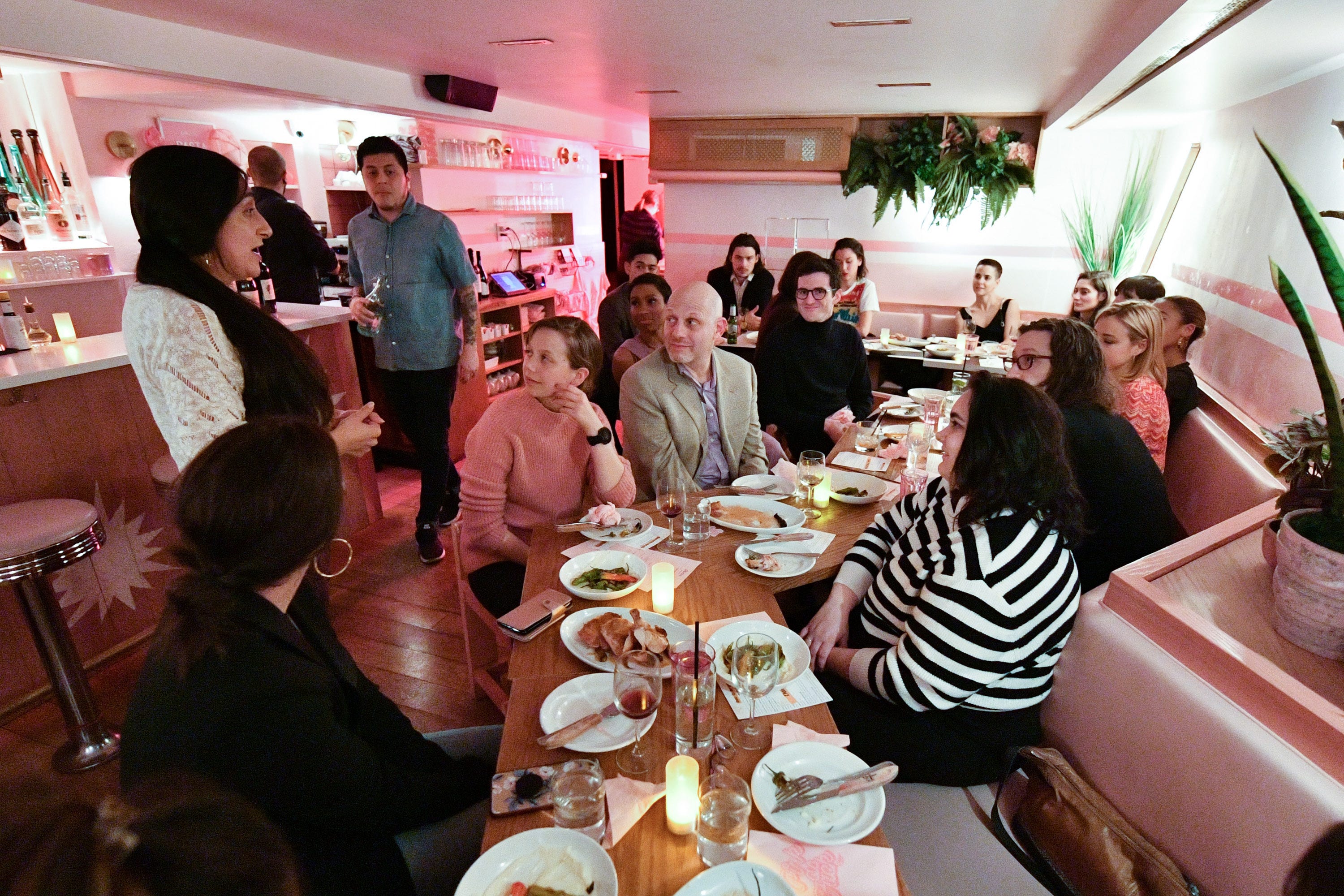 Guests attend a Trans Awareness Dinner held at Pietro Nolita on March 13, 2018