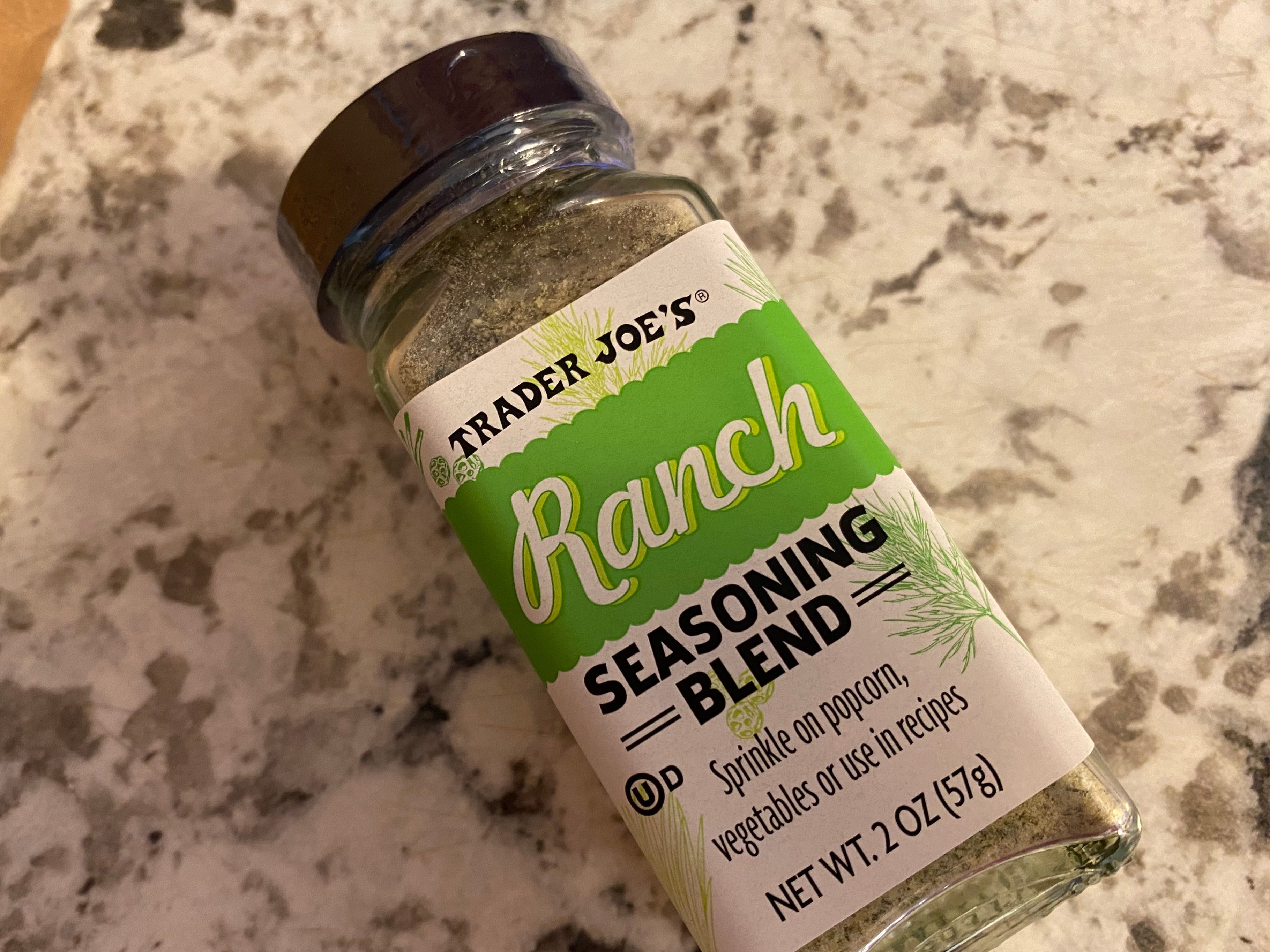A container of Trader Joe's ranch seasoning blend.