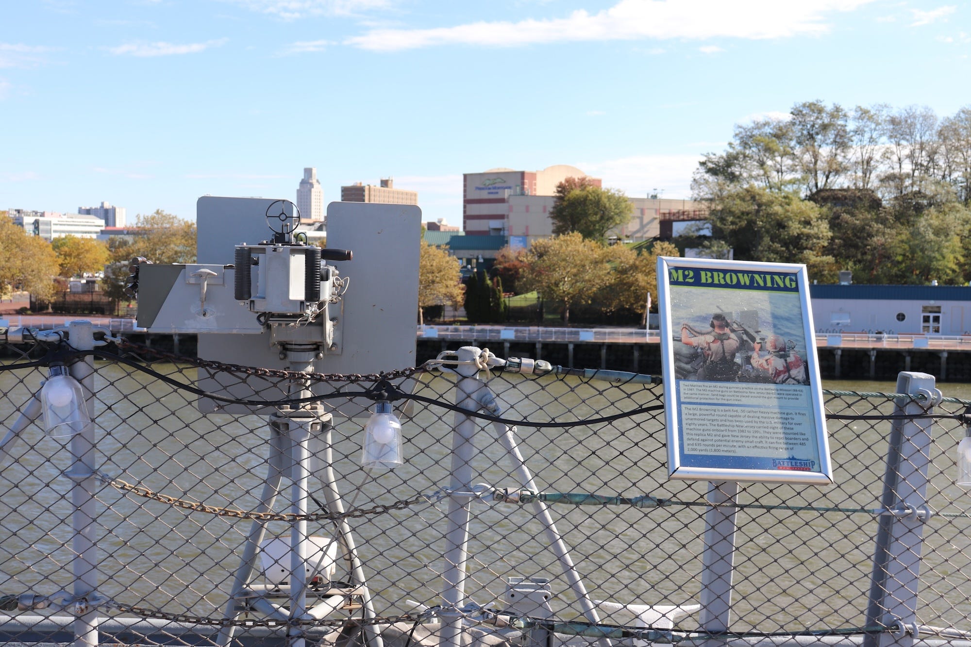 A replica M2 Browning machine gun mounted on the USS New Jersey.