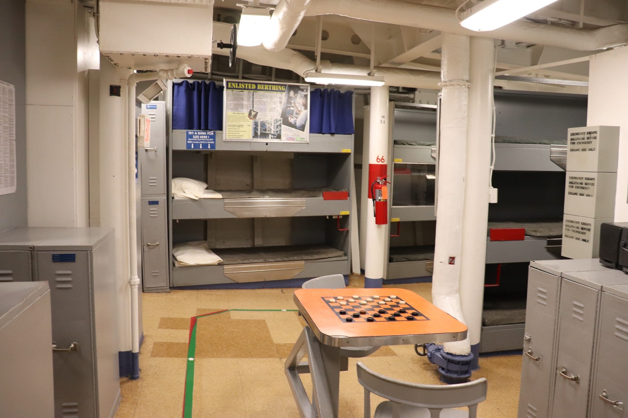 Enlisted berthing on the USS New Jersey.