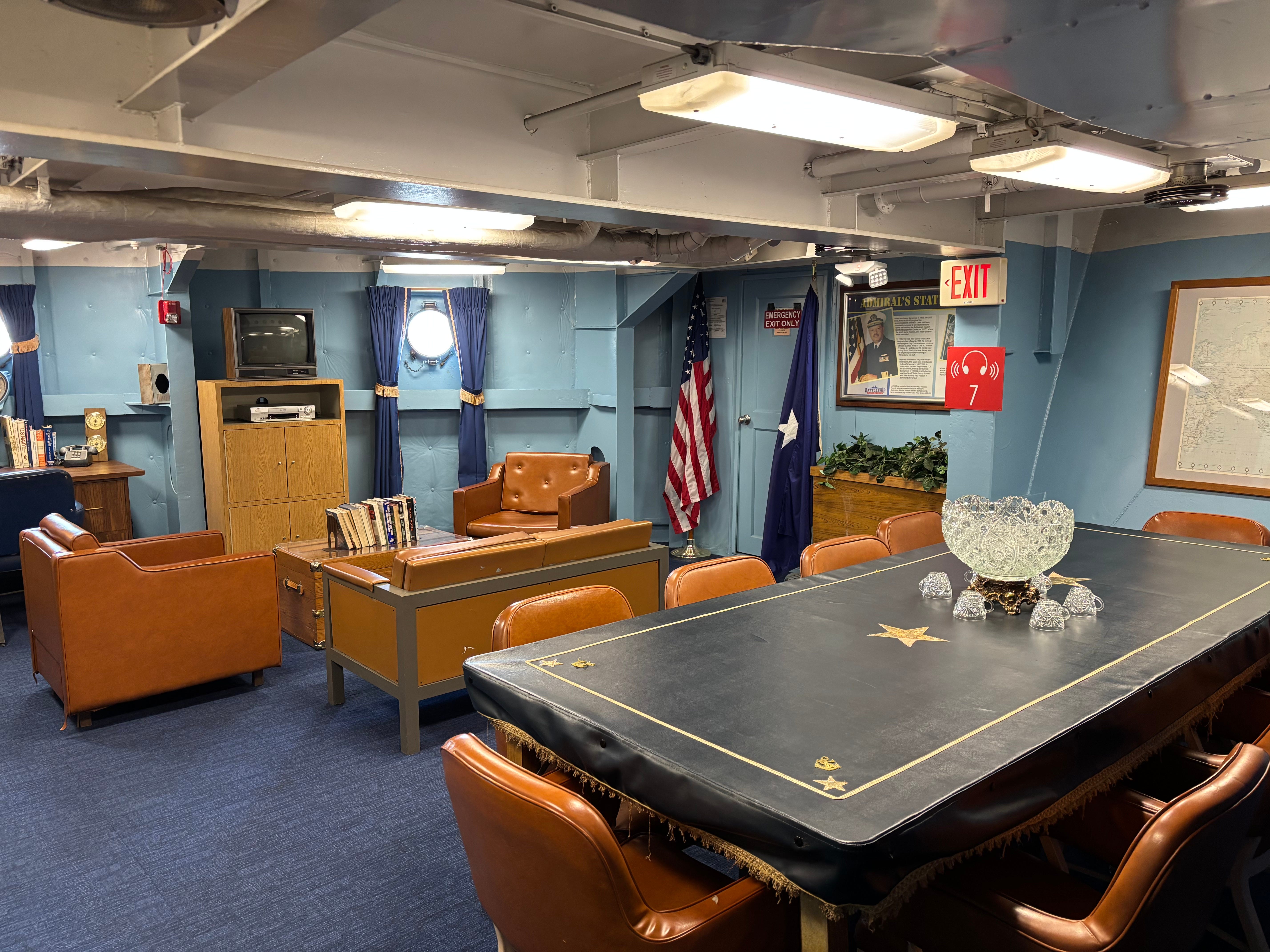 The admiral's stateroom on board the USS New Jersey.