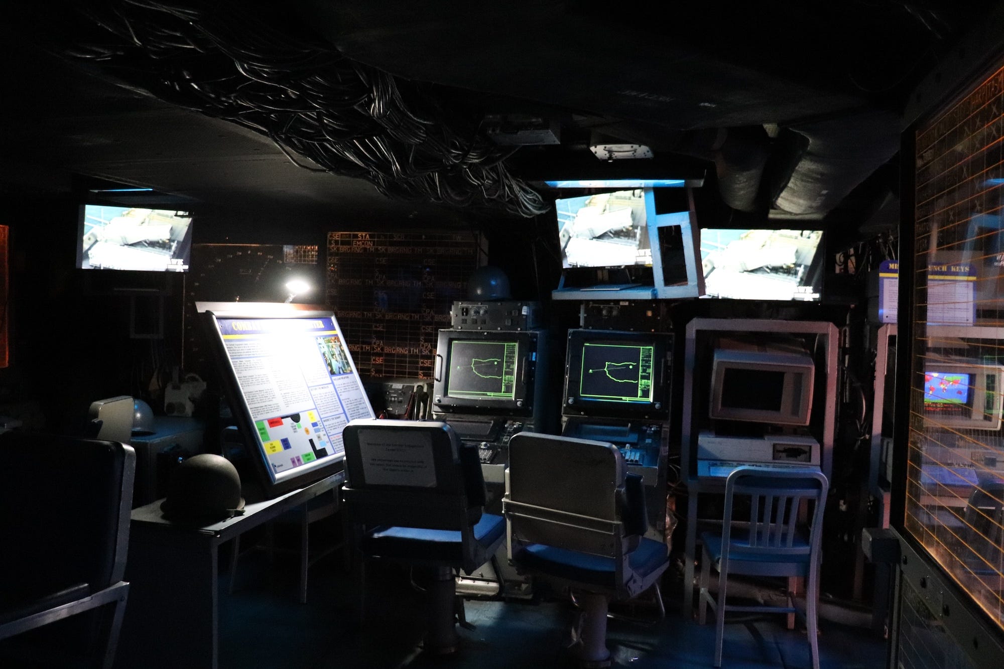 The combat engagement center on the USS New Jersey.