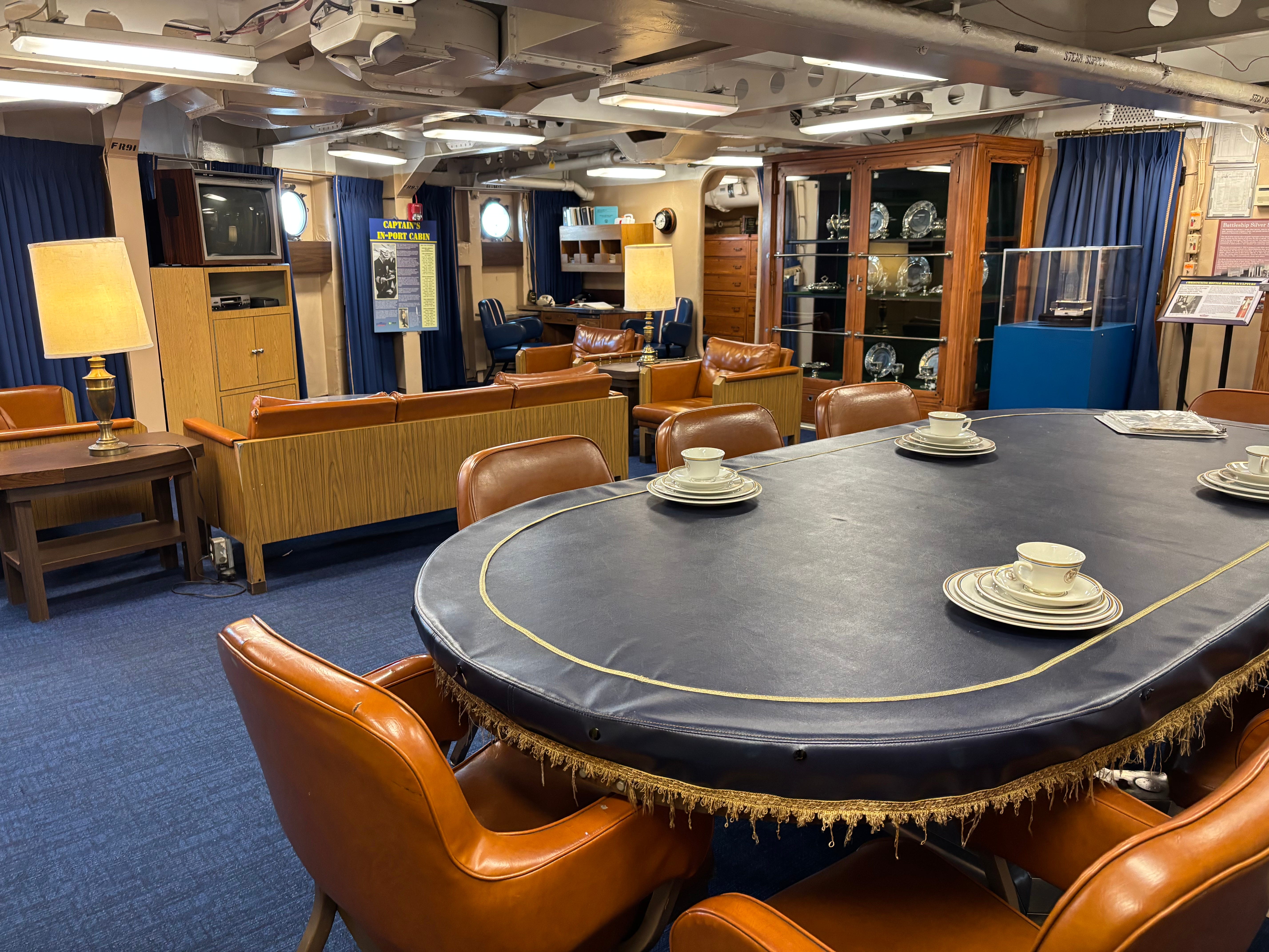 The captain's in-port cabin on board the USS New Jersey.