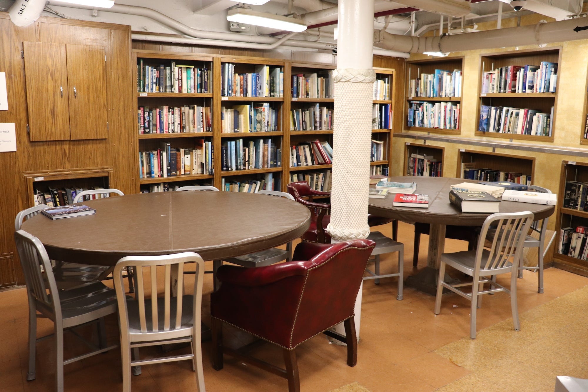The library on board the USS New Jersey.