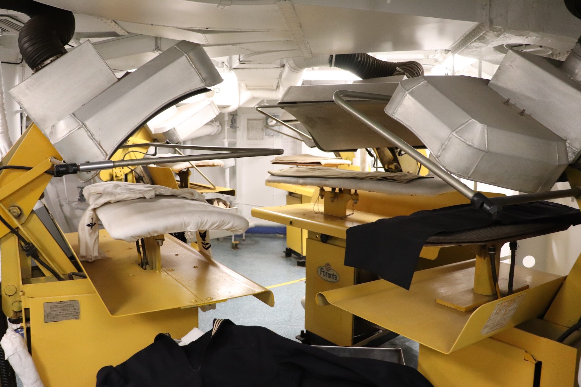 Presses on board the USS New Jersey.