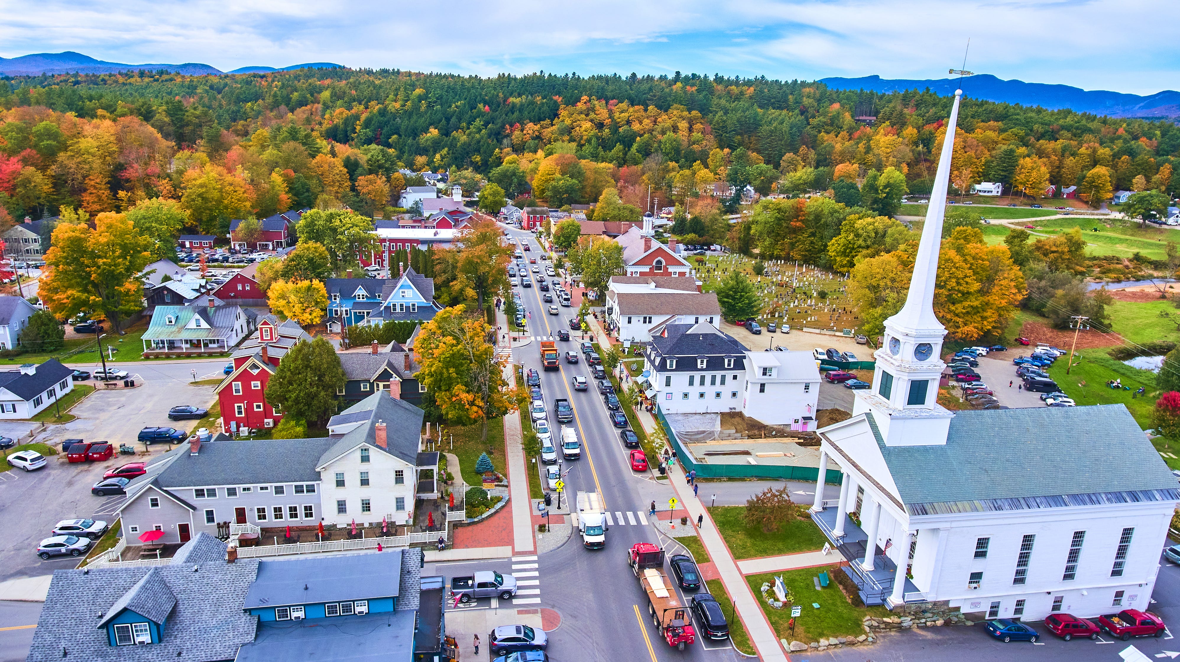 An aerial view of Stowe, Vermont.
