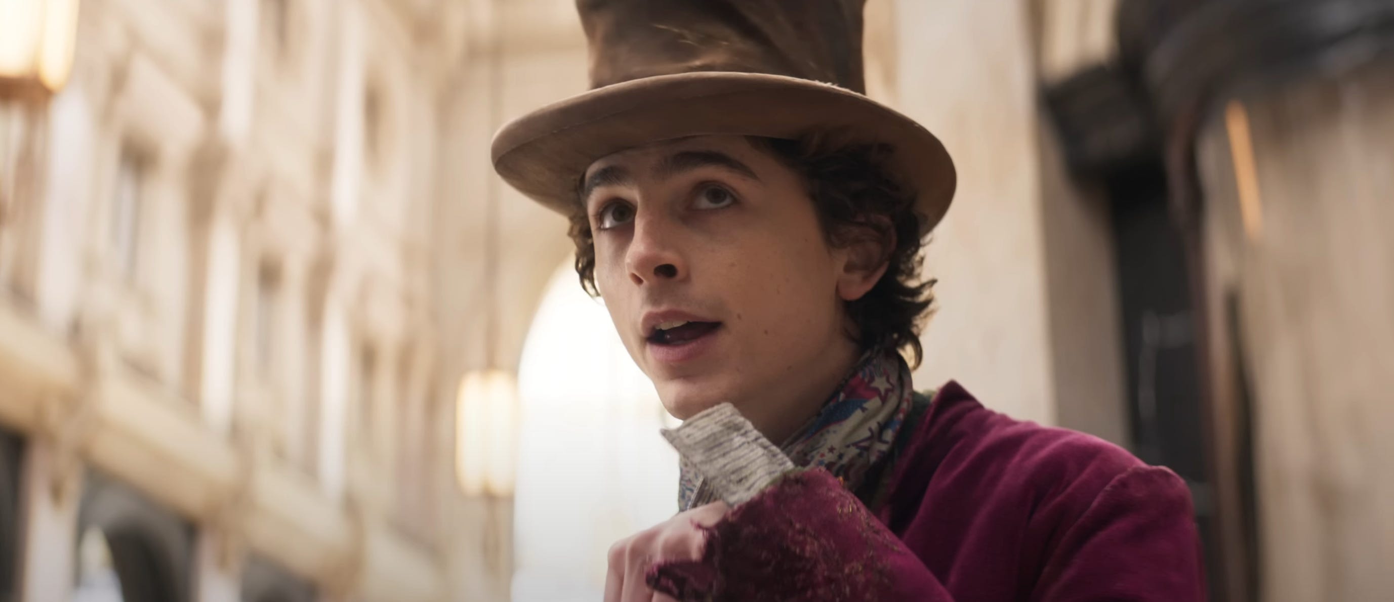 Timothée Chalamet as Willy Wonka in