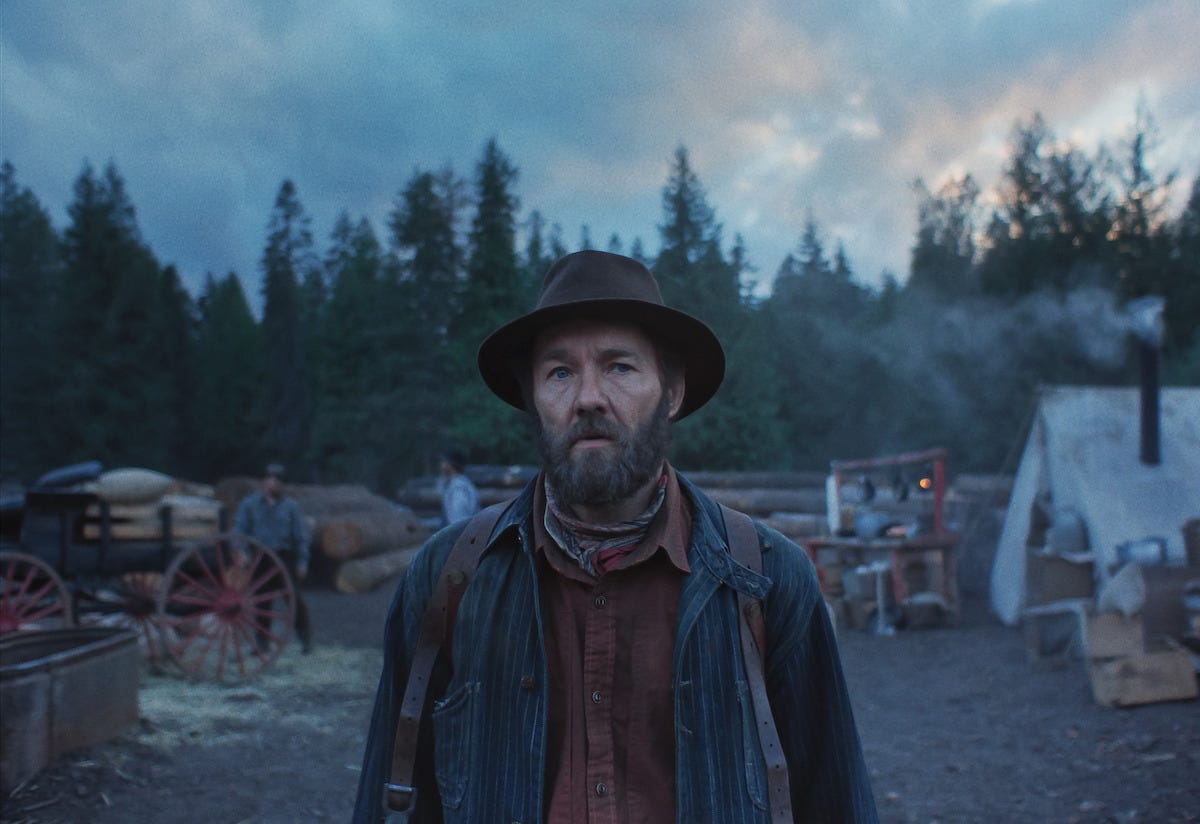Joel Edgerton in a mining camp in the movie Train Dreams