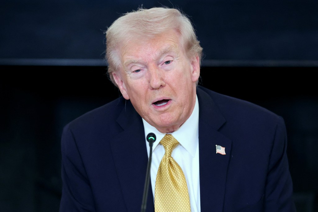 U.S. President Donald Trump making an announcement at the White House.