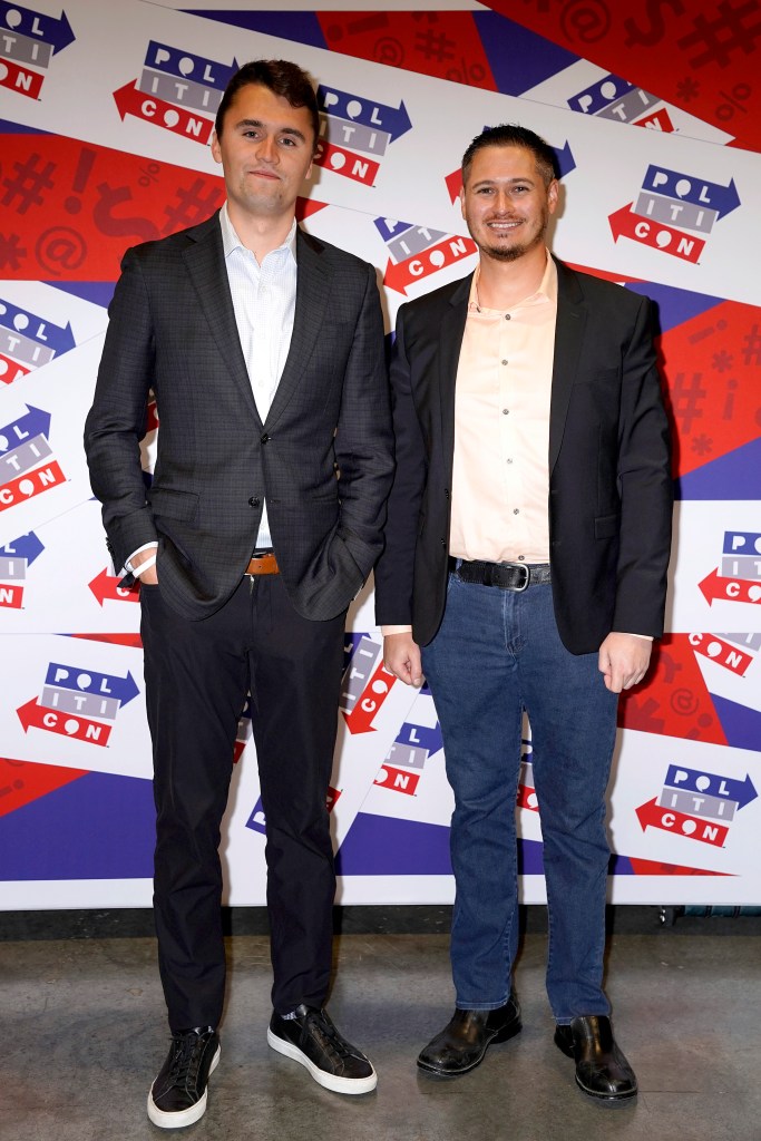 Kulinsky is seen right alongside the late Charlie Kirk at Politicon in Nashville in 2019.
