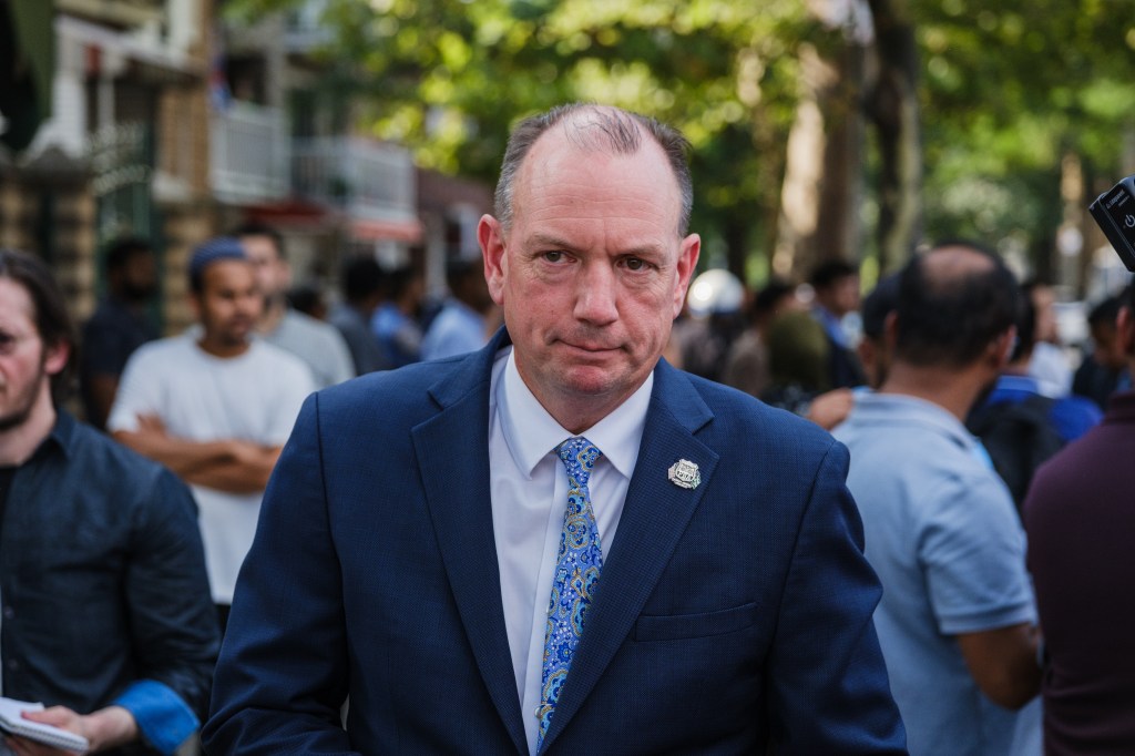 NYC PBA president Patrick Hendry attending the transfer of NYPD officer Didarul Islam's body.