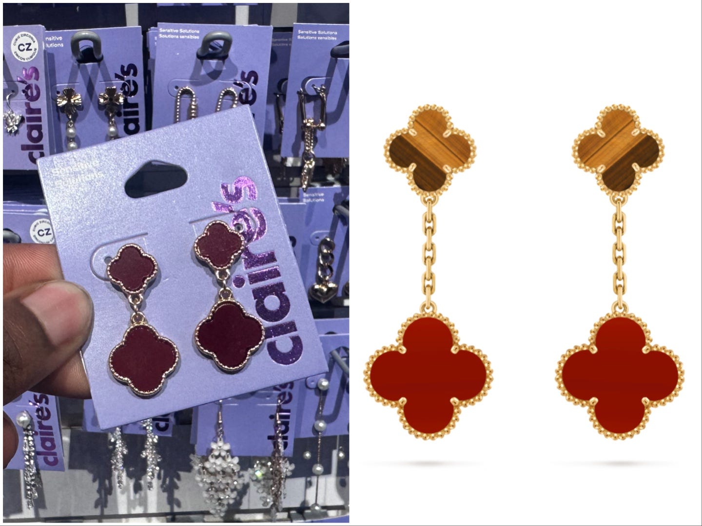 composite image of earrings
