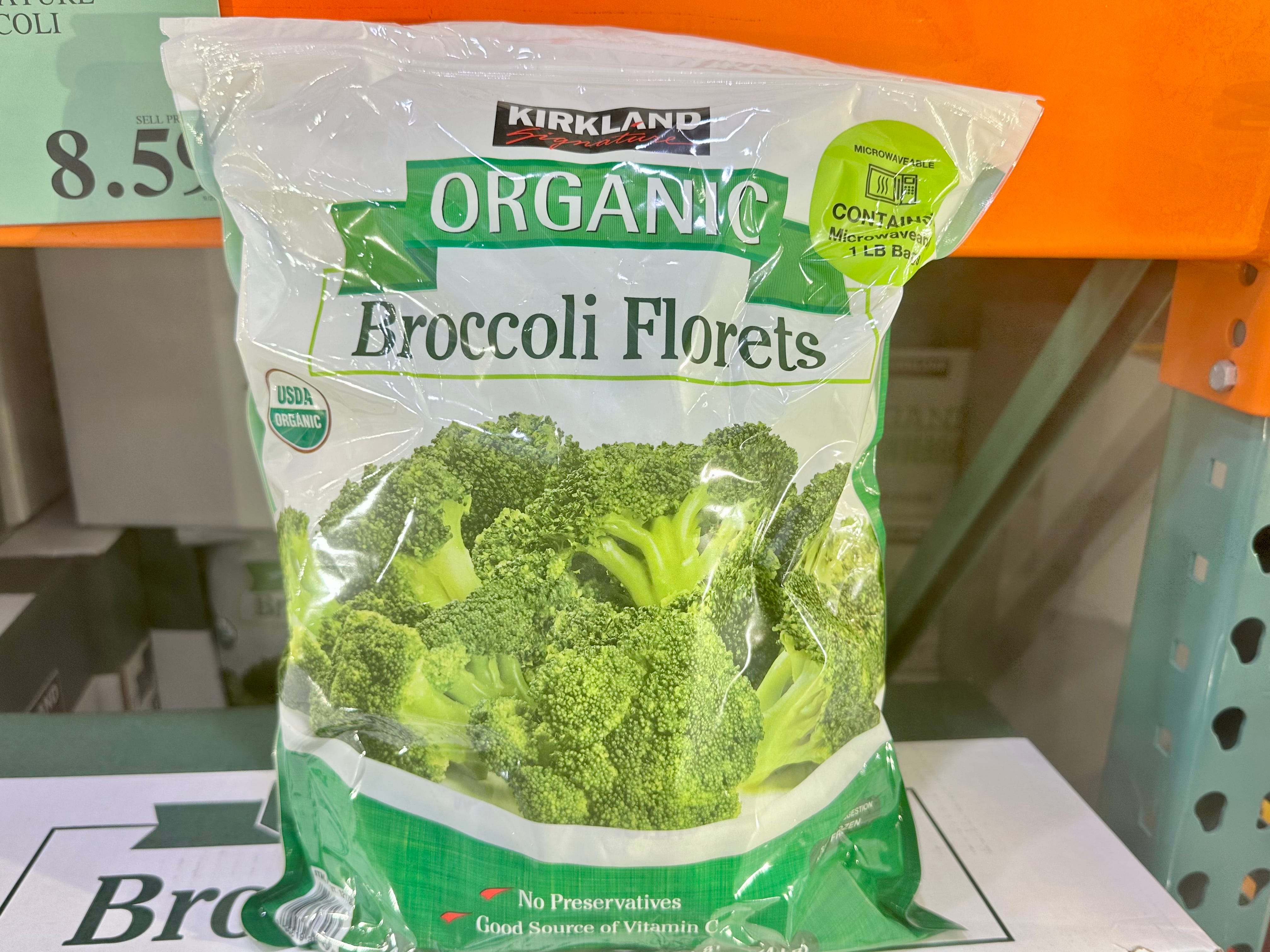 Kirkland Signature frozen organic broccoli florets