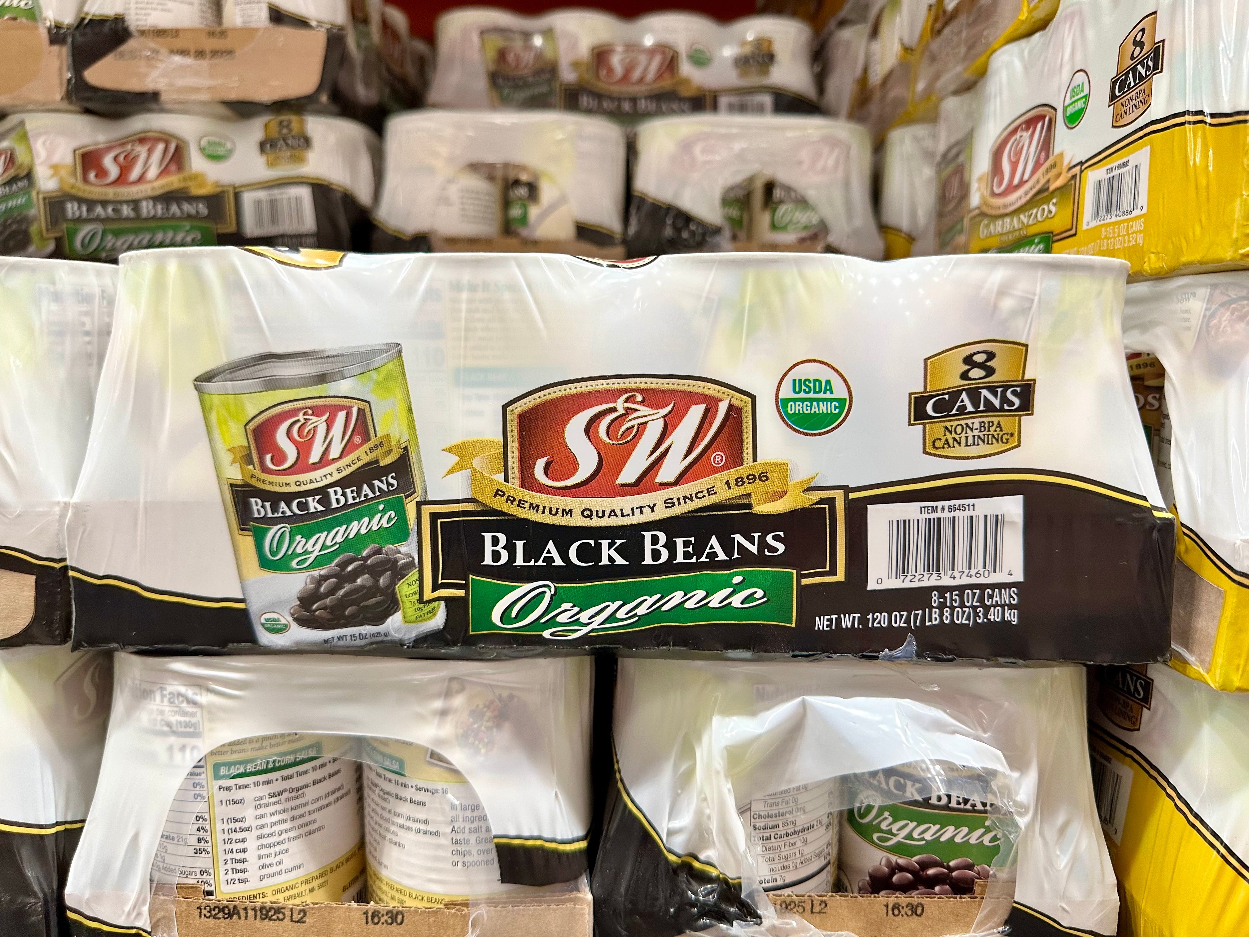 SW organic canned black beans pack at Costco