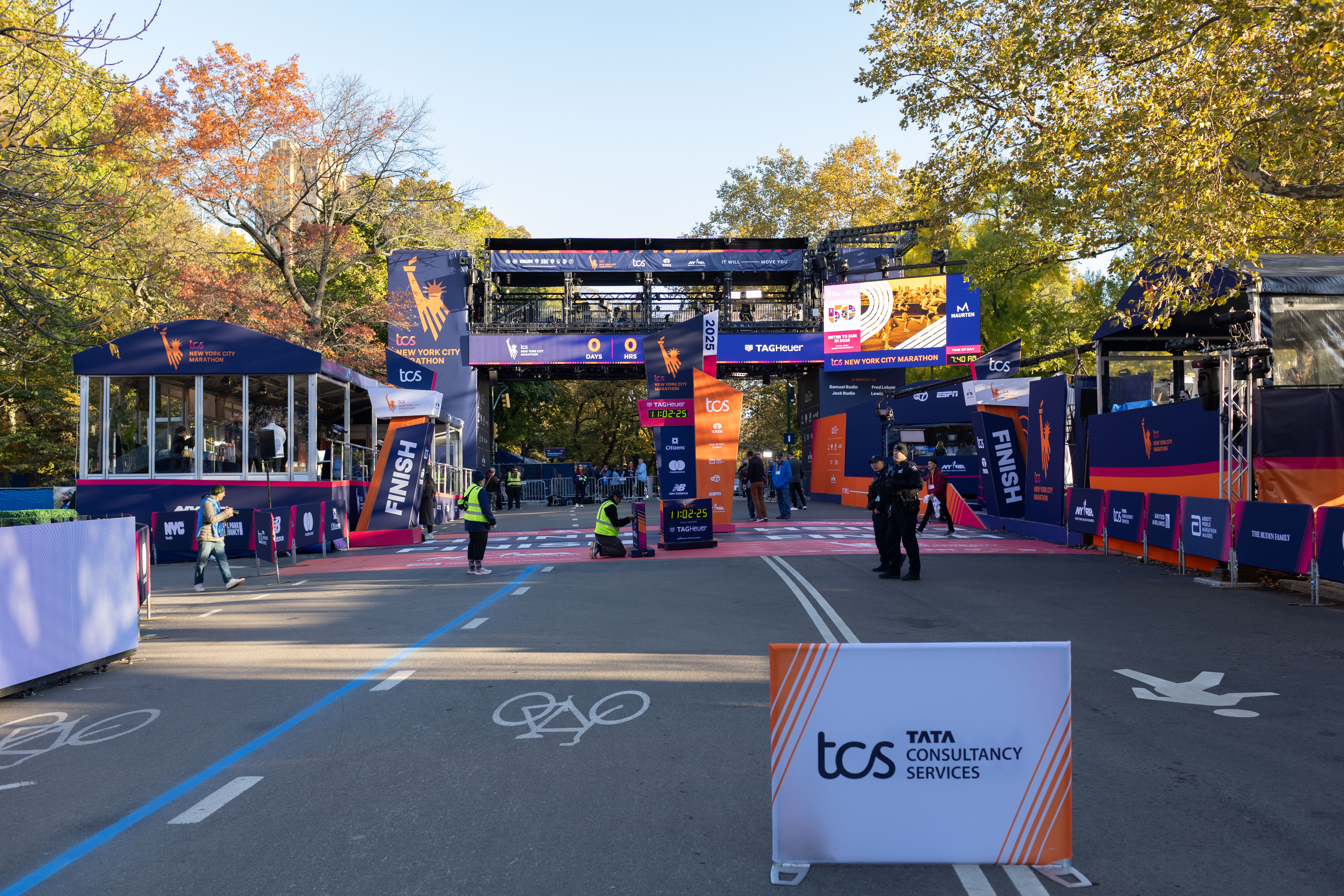 pre-race preparations at the 2025 New York City Marathon. 